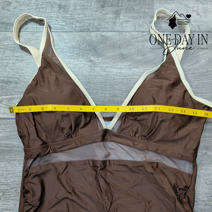 Aleumdr Mesh Cutout One Piece Swimsuit Size XL