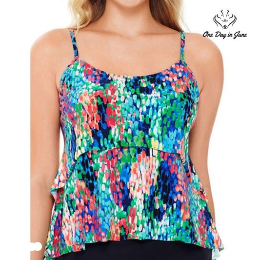 St. John's Bay Abstract Tankini Top Size 8