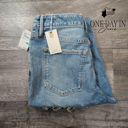 Good American Distressed Raw Hem Jeans Indigo046 NWT $159 Size 6