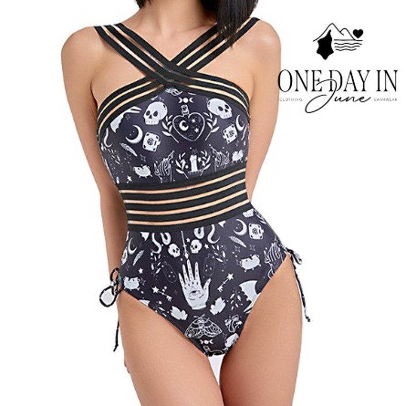 Aleumdr One Piece Mesh Accent Swimsuit Size L