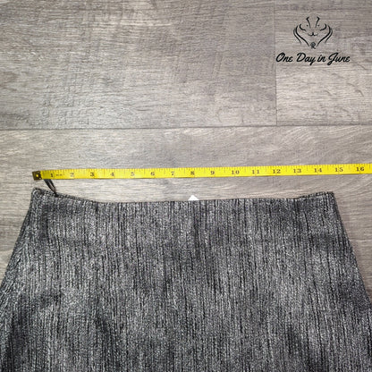 H&M Metallic Silver Textured A-Line Mini Skirt Party Holiday NWT Size 10