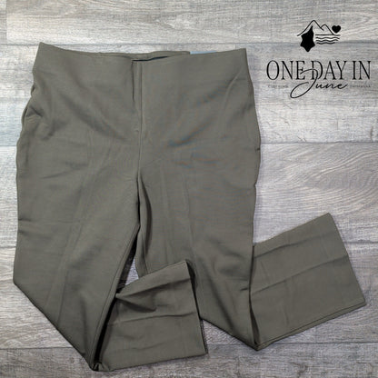 Talbots Petite Montauk High Rise Flare Ankle Pants Olive NWT Size 12P