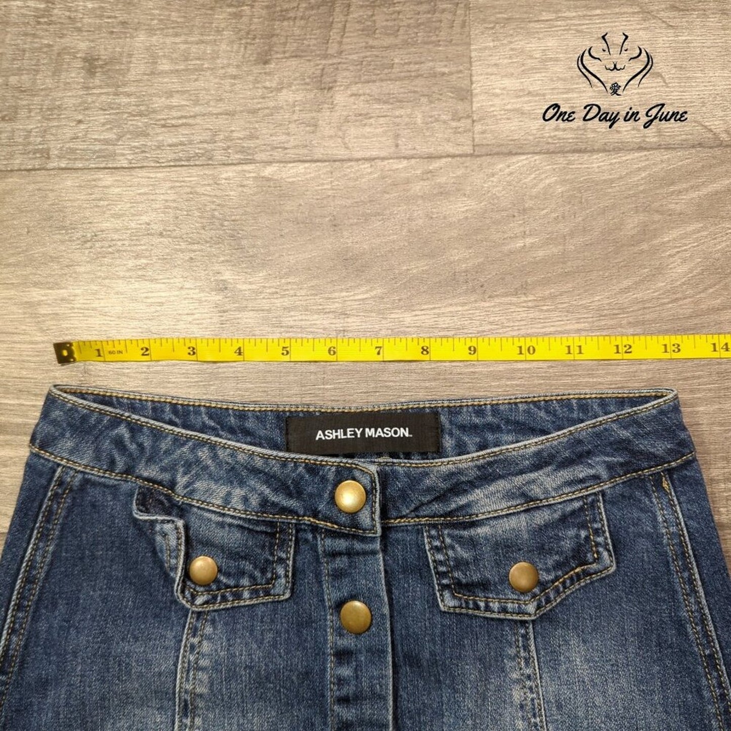 Ashley Mason Snap Front Denim Mini Skirt Size S