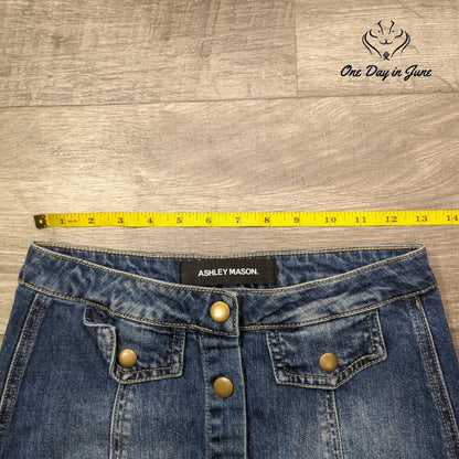 Ashley Mason Snap Front Denim Mini Skirt Size S