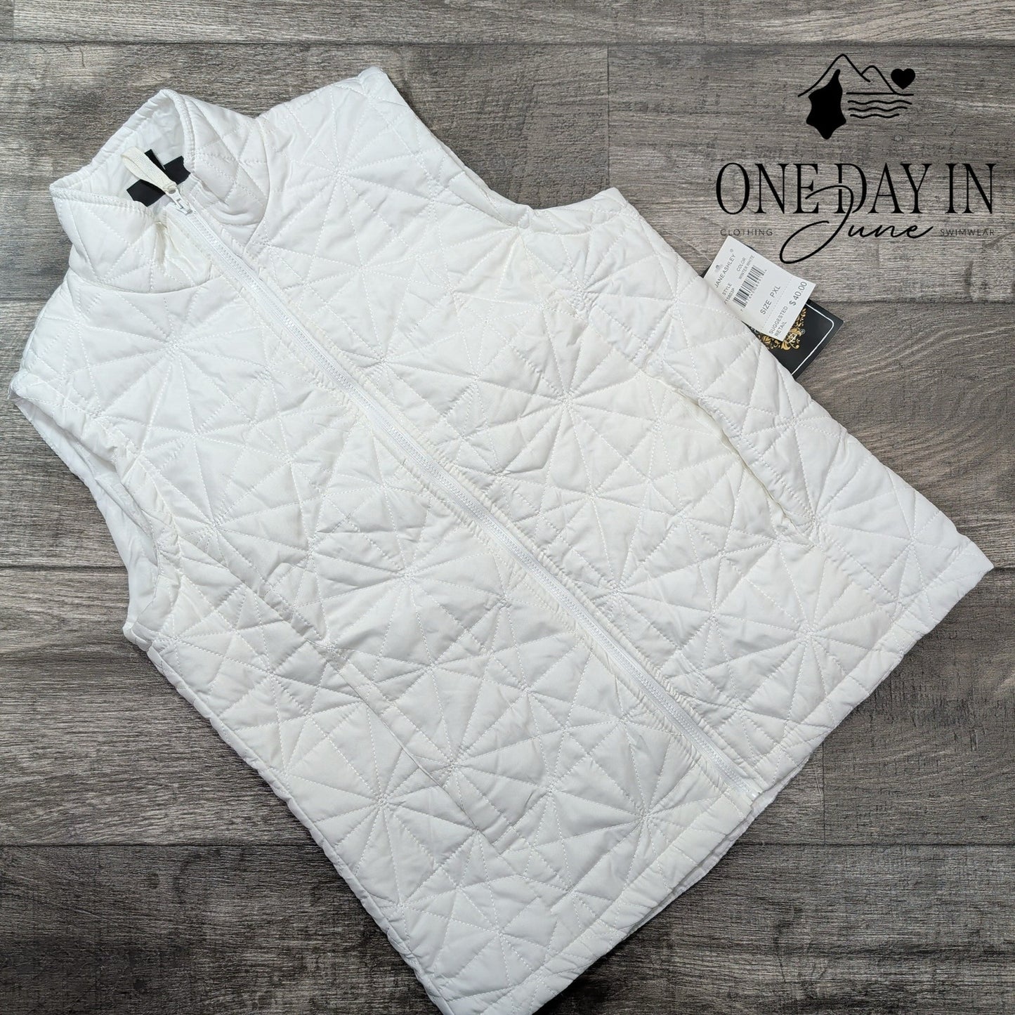 Jane Ashley Petite Quilted Full Zip Vest Size PXL