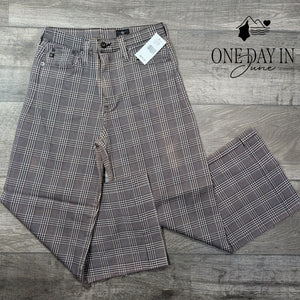 AG Adriano Goldschmied Wide Leg Crop Plaid Pants NWT $215 Size 4 (27)