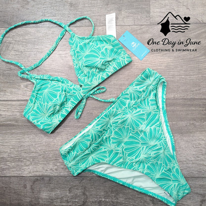 Cupshe Textured Tie Back High Waist Bikini Swimsuit Size S