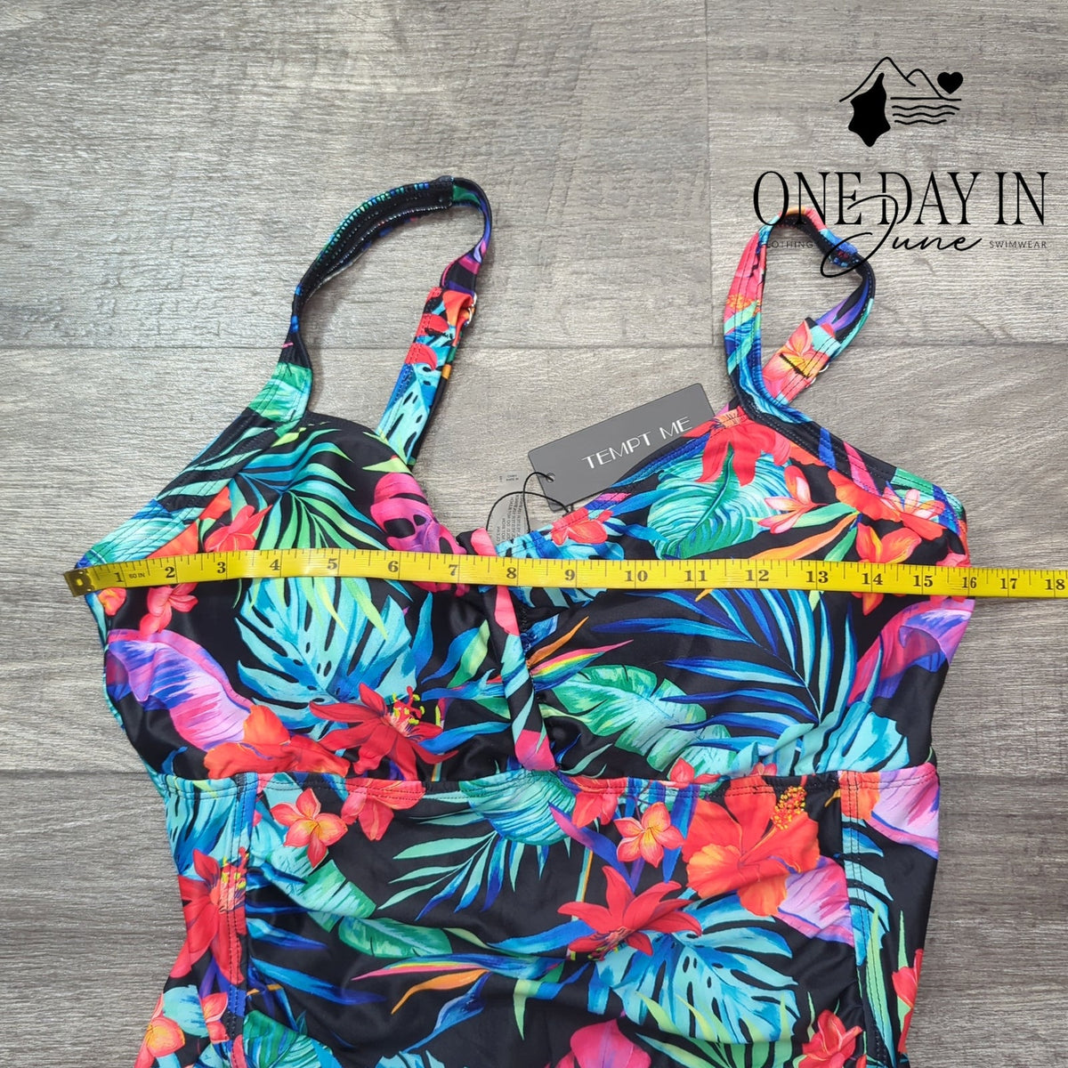 Tempt Me Tropical Floral Tummy Control One Piece Swimsuit Ruched NWT Size XL