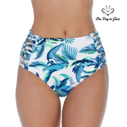 Ambrielle Floral High Waist Bikini Bottom Size S