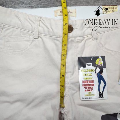 Rewind Techno Tuck Mid Rise Skinny Jeans White NWT Juniors Size 5
