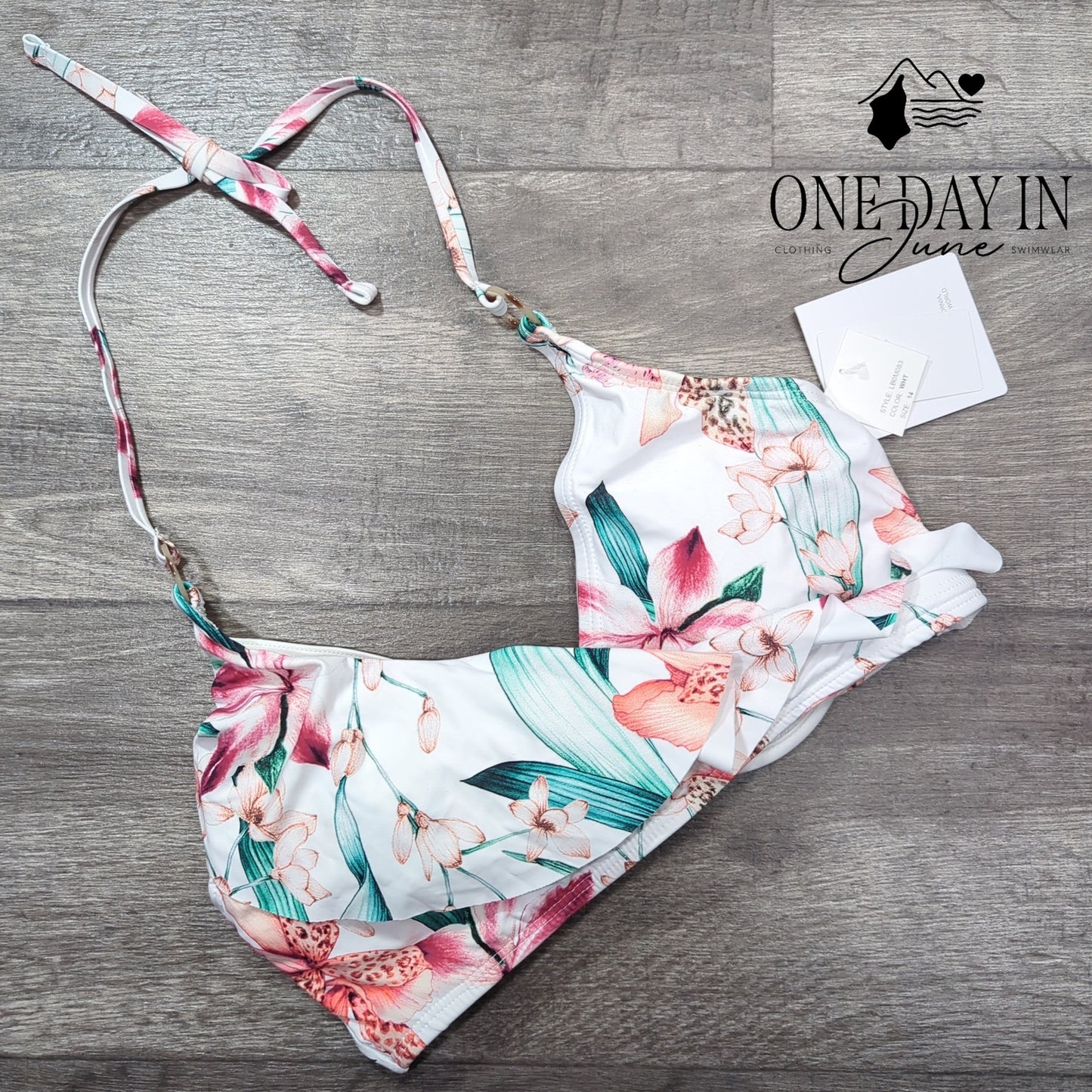 La Blanca Floral Underwire Bikini Top Size 14