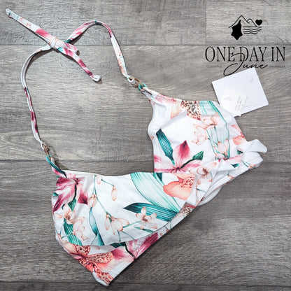 La Blanca Floral Underwire Bikini Top Size 14