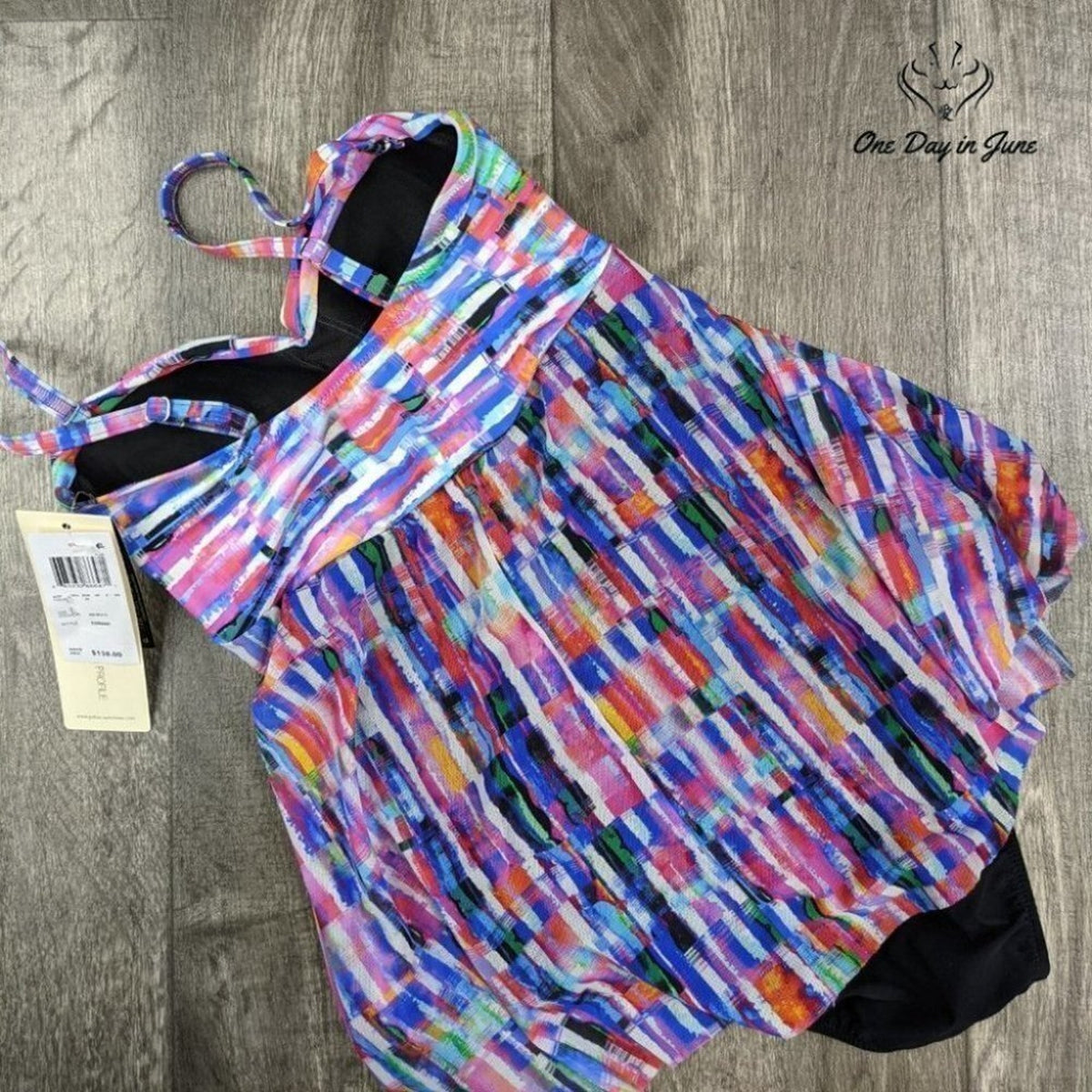Gottex Abstract Flyaway One Piece Swimsuit Multicolor NWT Size 6