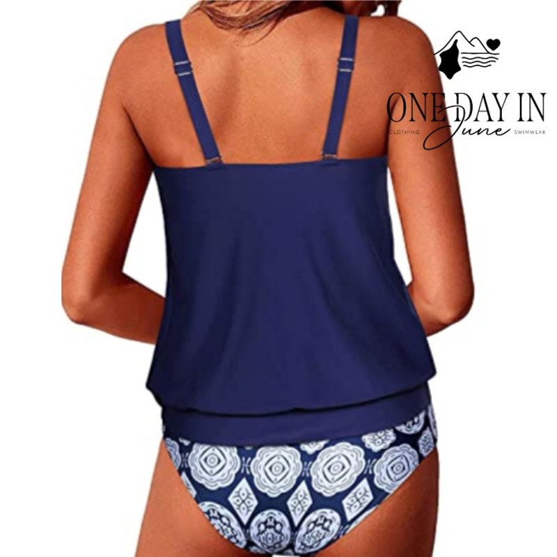Yonique Blouson Tankini Swimsuit Size L