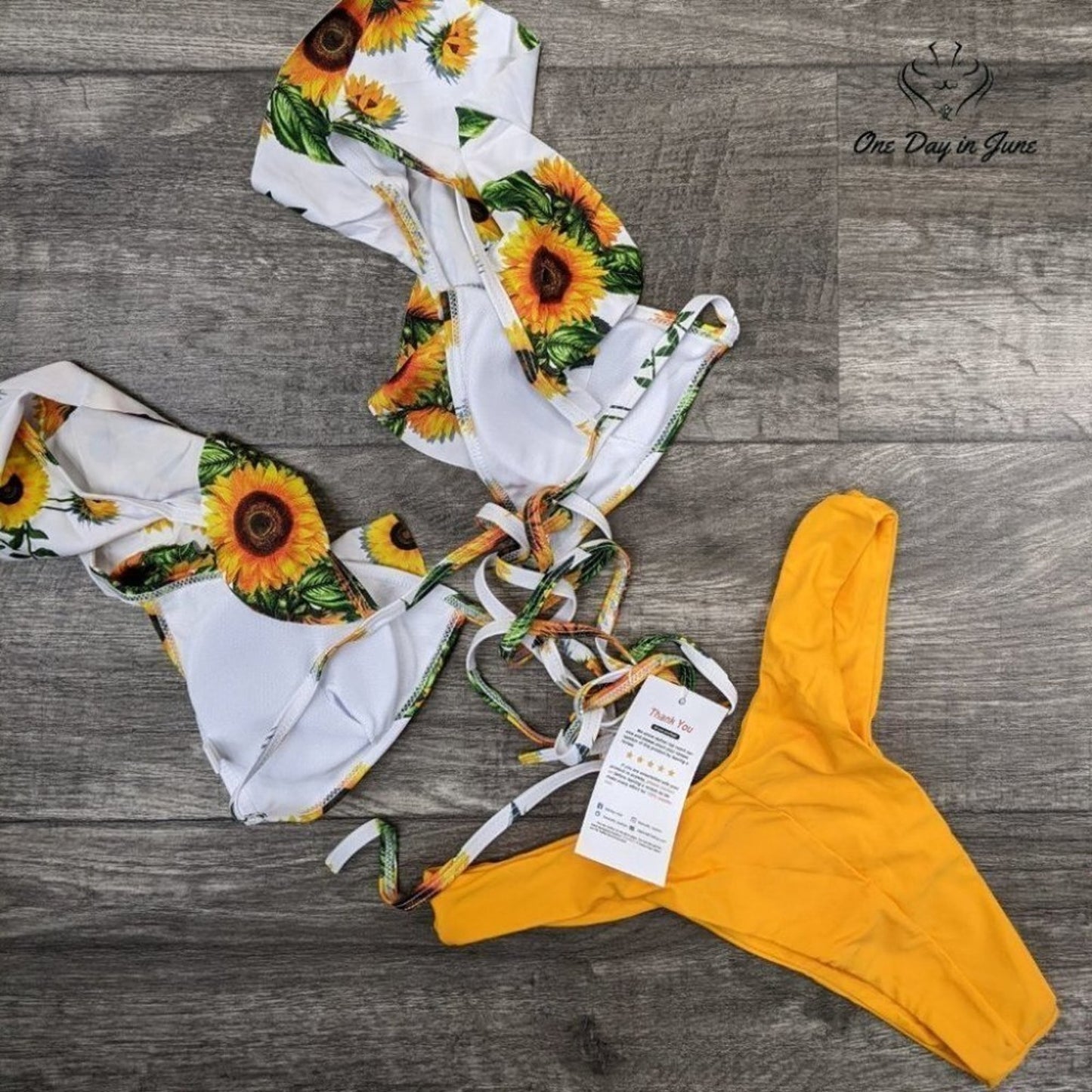 Vackutliv Ruffle Tie Bikini Swimsuit Size L