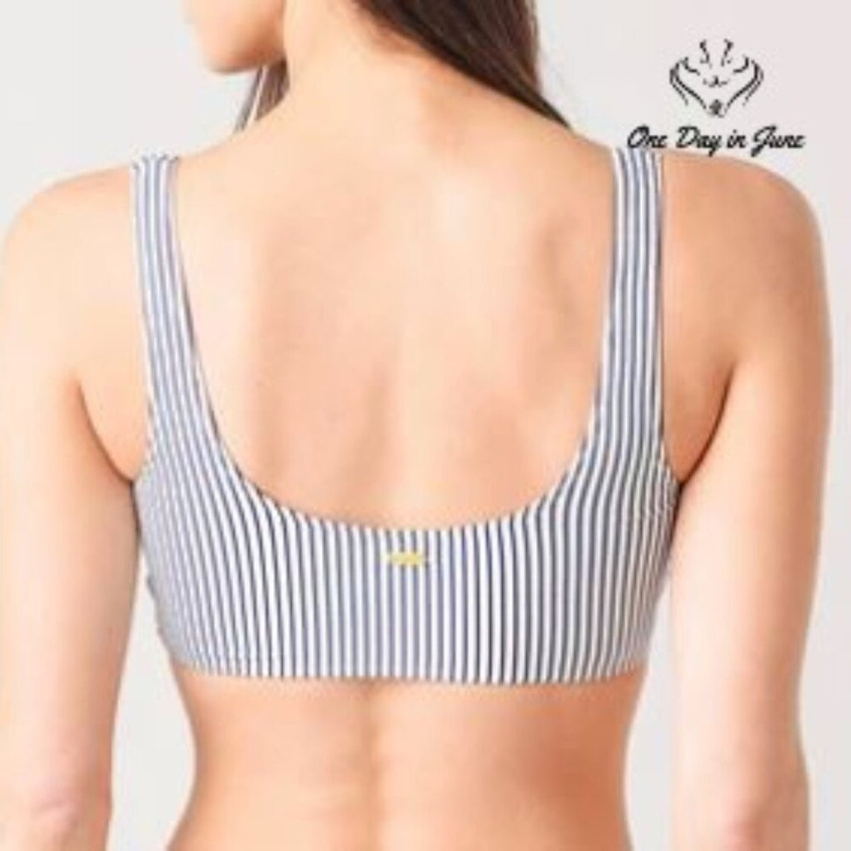 Roxy PT Beach Classics Athletic Bikini Top Mood Indigo Stripe NWT $50 Size XS