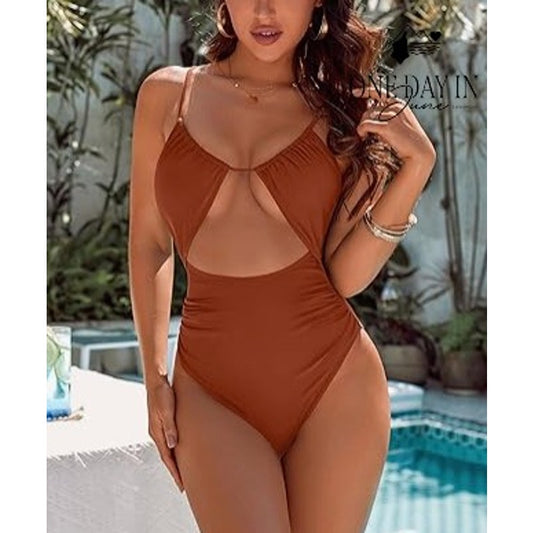 Blooming Jelly Cut Out One Piece Swimsuit Size XL