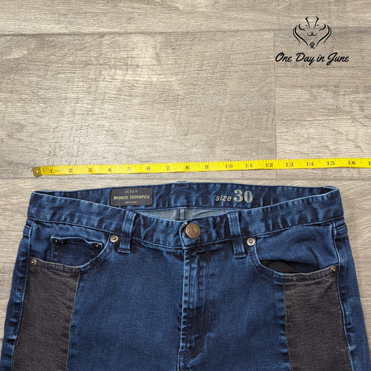 J.Crew Mid Rise Toothpick Skinny Jeans Blue Black Colorblock Size 30 (10)
