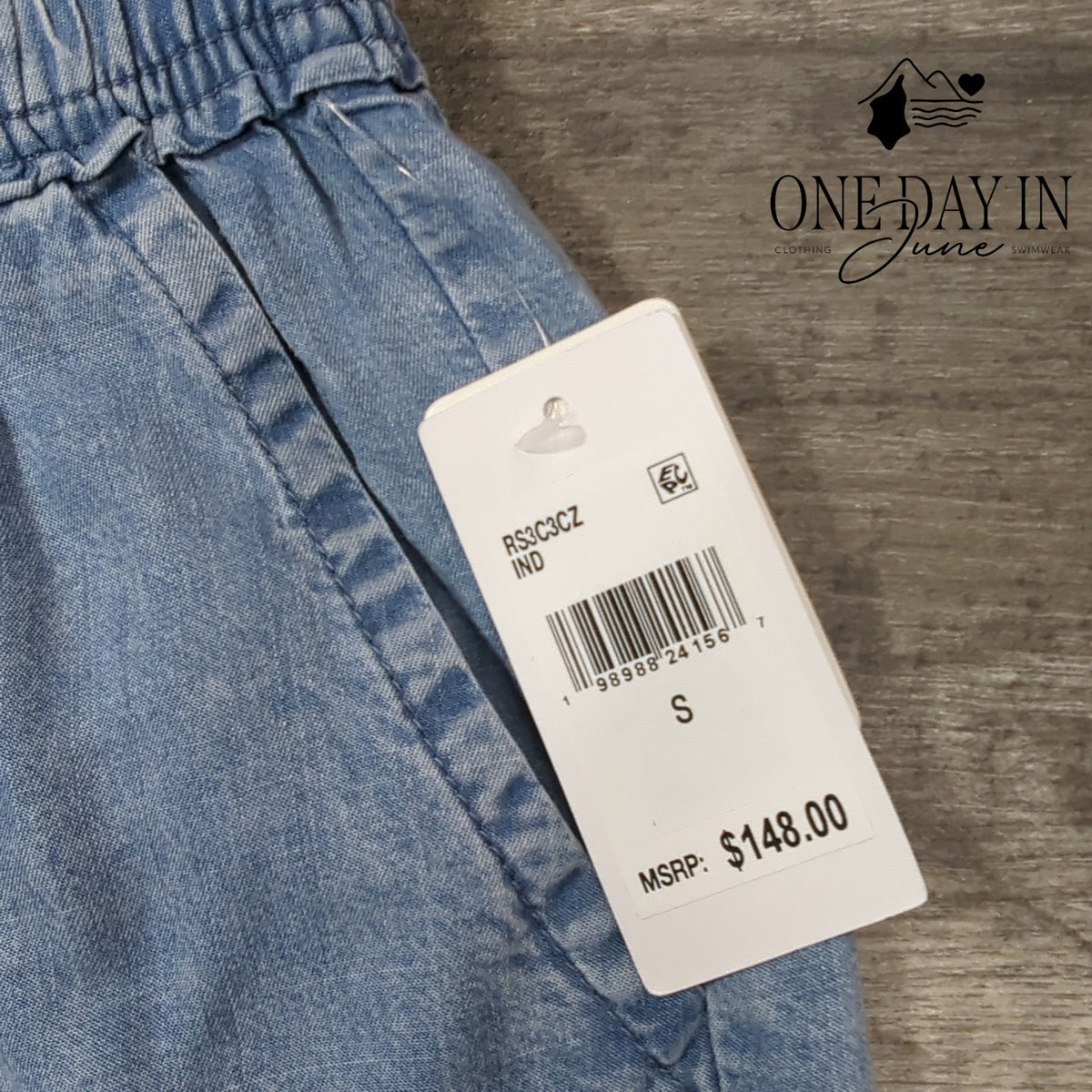Splendid Drawstring Denim Pants Light Wash Lyocell NWT Size S
