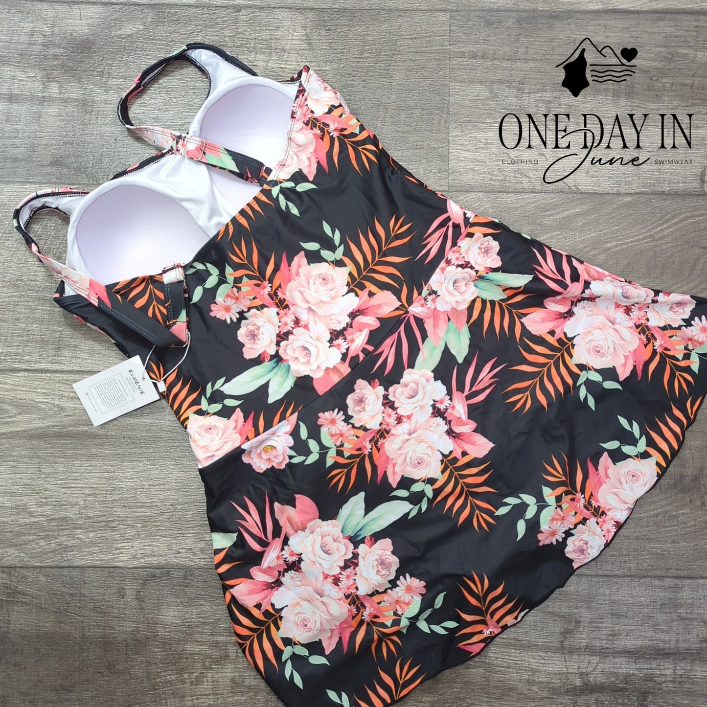 Eomenie Floral Swimdress One Piece Swimsuit Size XL