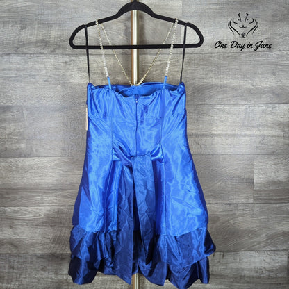 B. Darlin Formal Mini Dress Cobalt Blue Rhinestone NWT Size 11/12