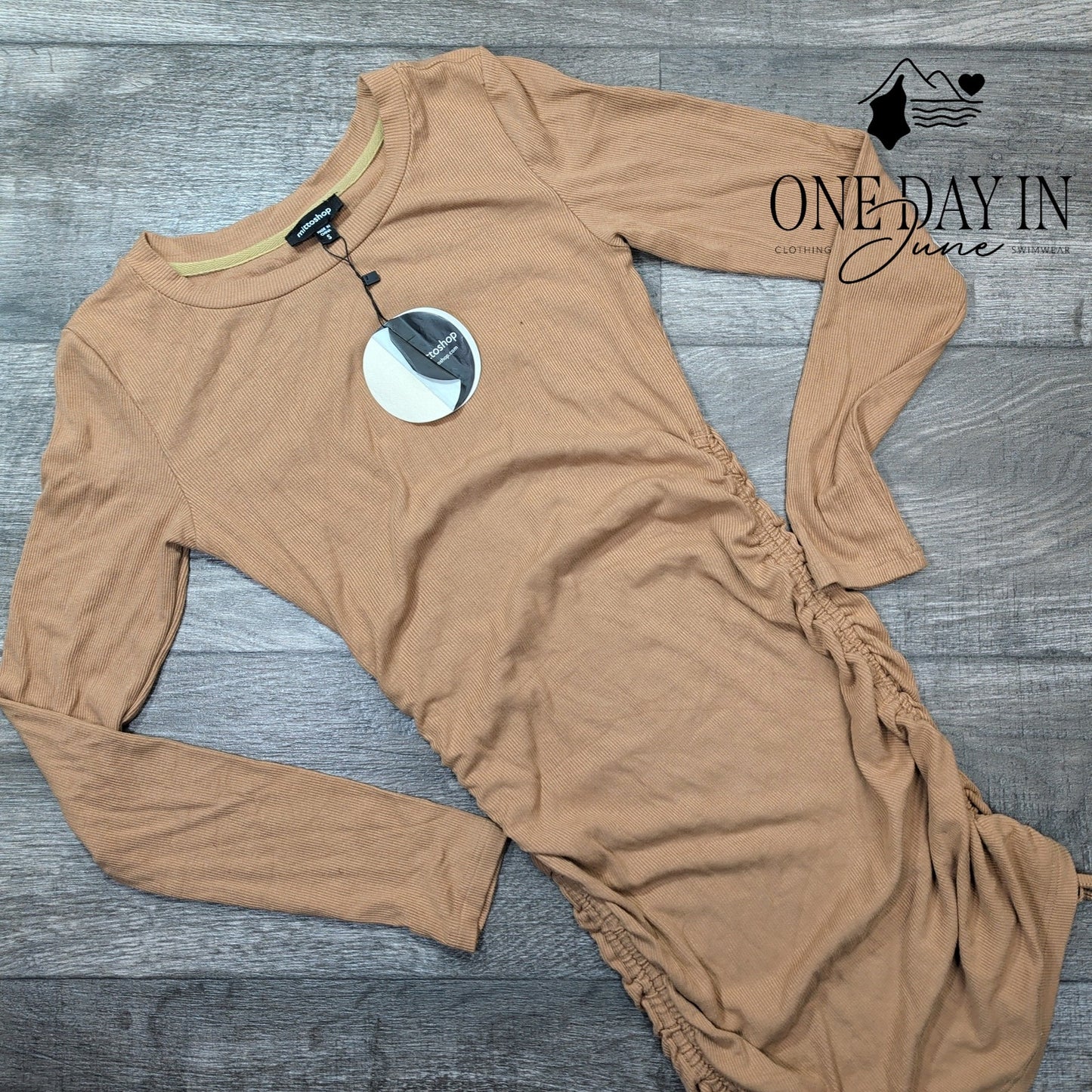 Mittoshop Long Sleeve Ribbed Mini Dress Size S