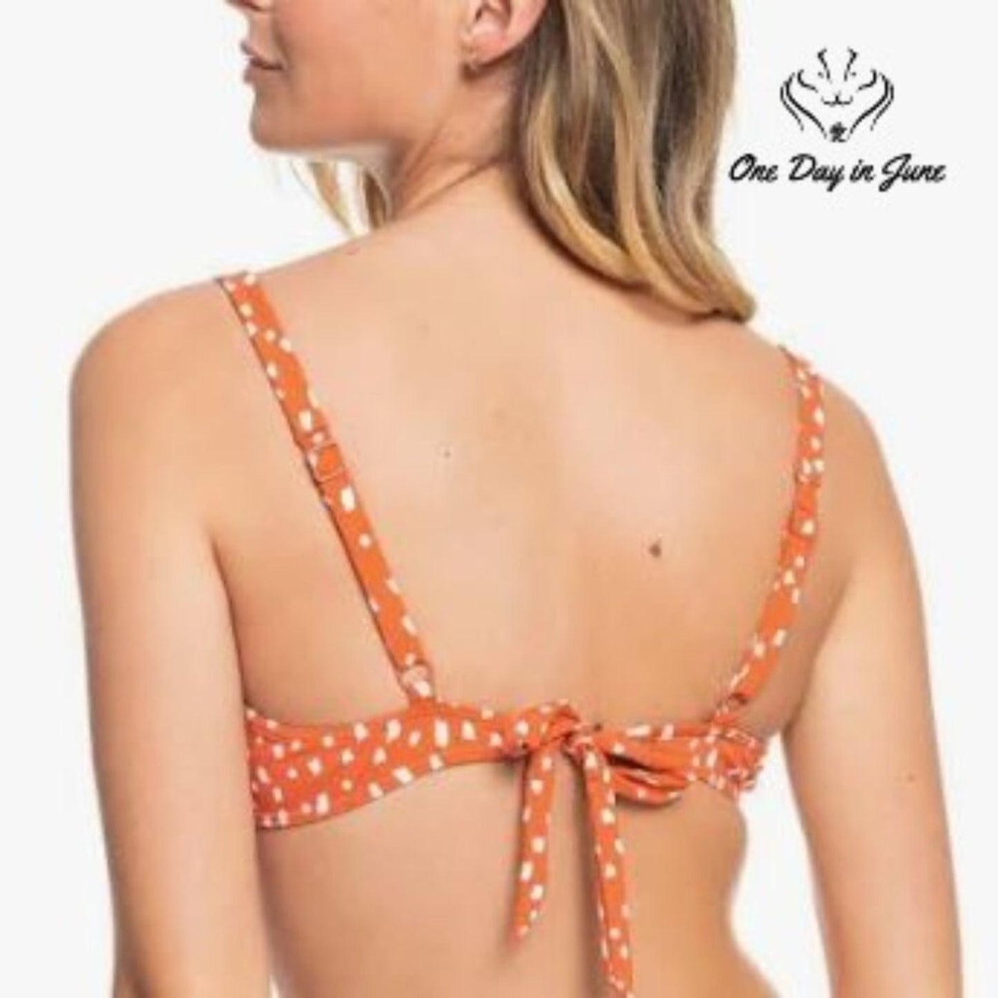 Roxy Tropical Oasis Knotted Triangle Bikini Top Ginger Spice New Dot NWT Size XS