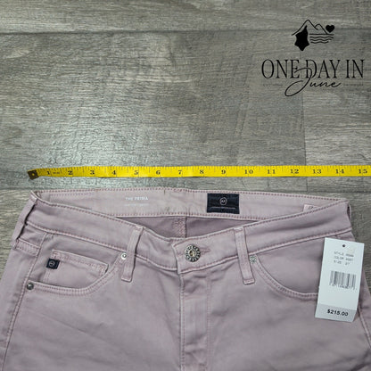 AG Adriano Goldschmied The Prima Mid Rise Cigarette Jeans Pink NWT Size 4 (27)