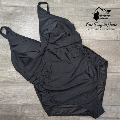 Yonique Plus Size Cross Front Tummy Control One Piece Size 22W