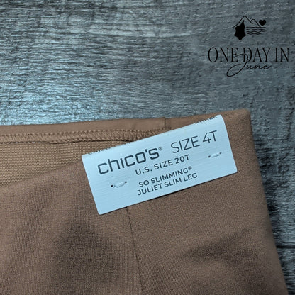 Chico's So Slimming Juliet Slim Leg Pants Tan NWT Size Chico's 4T (20T)