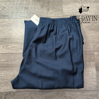 Alfred Dunner Classic Fit Pull On Pants Navy Straight Leg NWT Size 14
