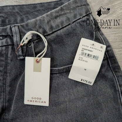 Good American Good 90s Baggy Jeans Black NWT Raw Seam $175 Size 10 (30)