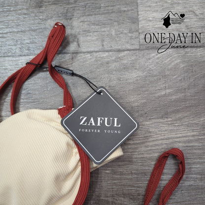 Zaful Ribbed Underwire Tie Side Bikini Swimsuit Size S