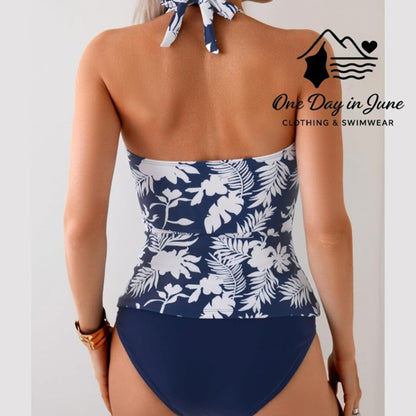 Eomenie Plus Size Halter Tankini Swimsuit Size XXL