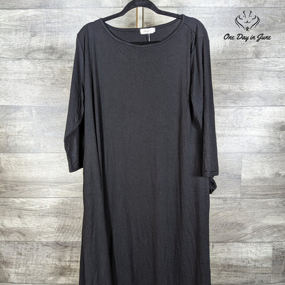 Missky Long Sleeve Pullover Pocket Loose Swing Dress Size 3XL
