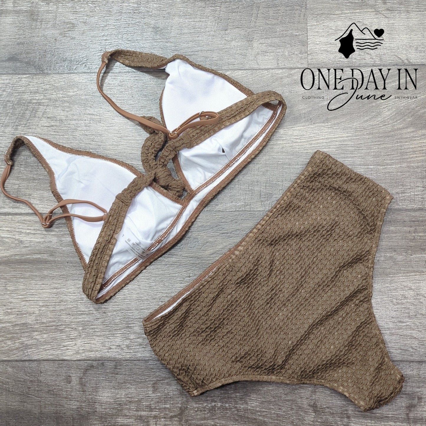 CharmLeaks Textured Tie Back Bikini Swimsuit Size L
