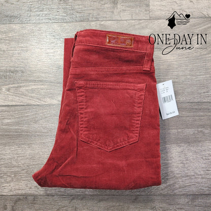 AG Adriano Goldschmied Corduroy Straight Leg Pants Rust Red NWT Size 4 (27)
