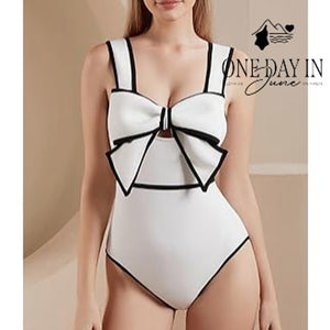 Aleumdr Bow Front One Piece Swimsuit Size M