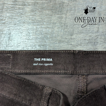 AG Adriano Goldschmied The Prima Mid Rise Cigarette Corduroy Pants Brown Size 4