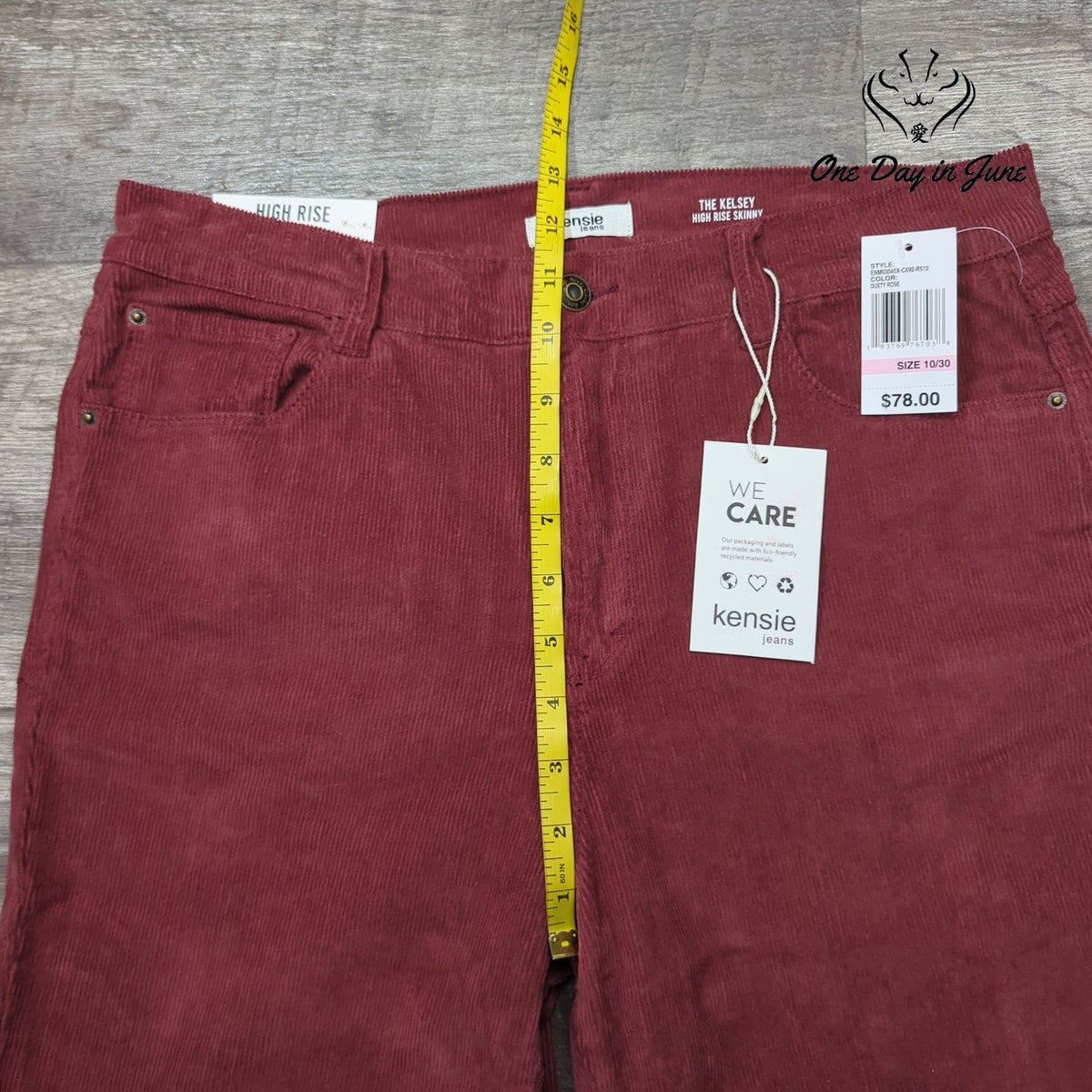 Kensie The Kelsey High Rise Skinny Corduroy Pants Dusty Rose NWT Size 10