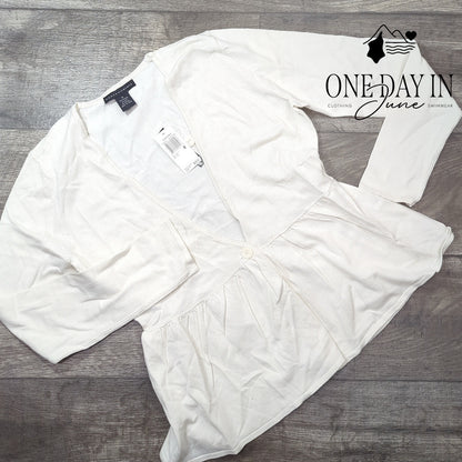 Grace Long Sleeve Silk Blend Single Button Sweater Size M