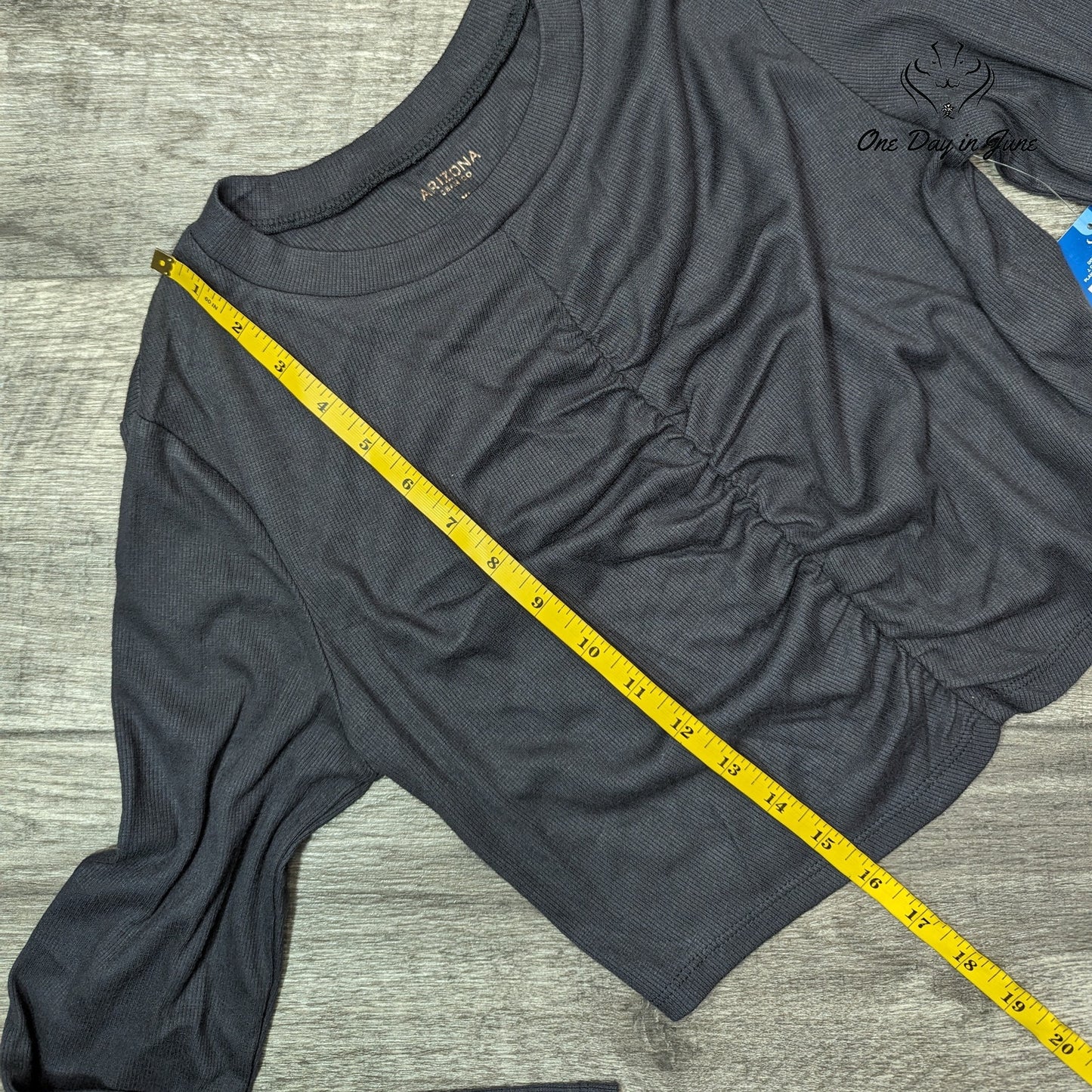 Arizona Jean Co. Ribbed Long Sleeve Ruched Top Size XL