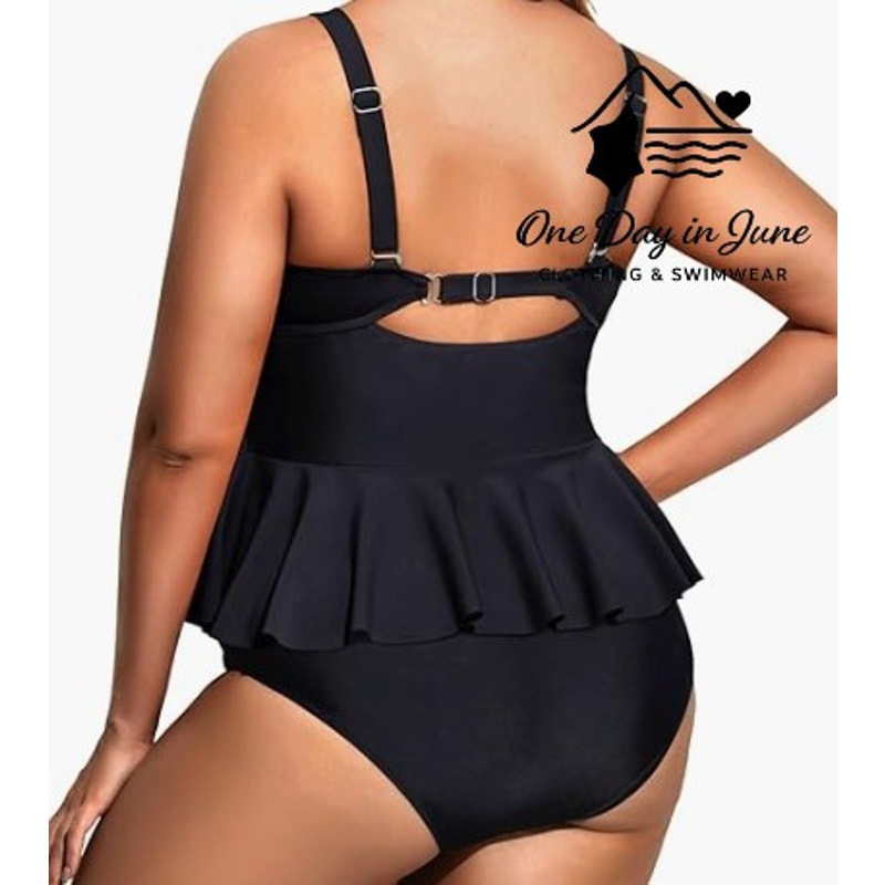 Daci High Waist Cross Front Ruffle Bikini Swimsuit Size 12W