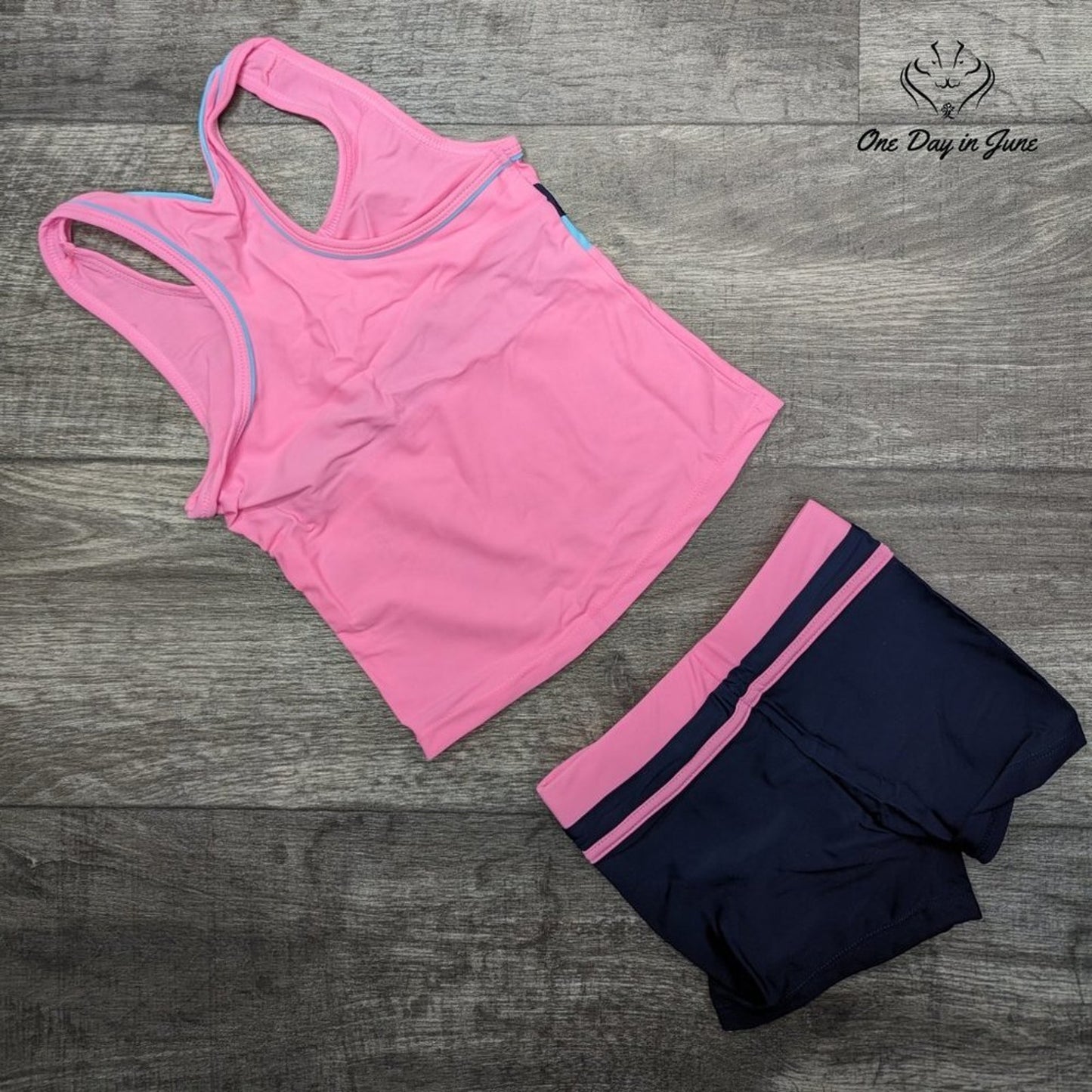 Proallo Girls Tankini Boy Short Swimsuit Size M