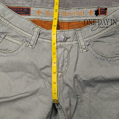 Rock Revival Cargo Crop Pants Sage Green Buckle B Y2K NWT Size 4 (27)
