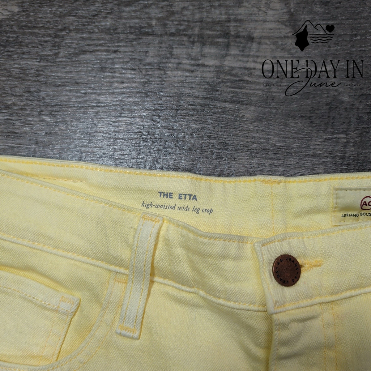 AG Adriano Goldschmied The Etta Wide Leg Crop Jeans Yellow NWT Size 4 (27)