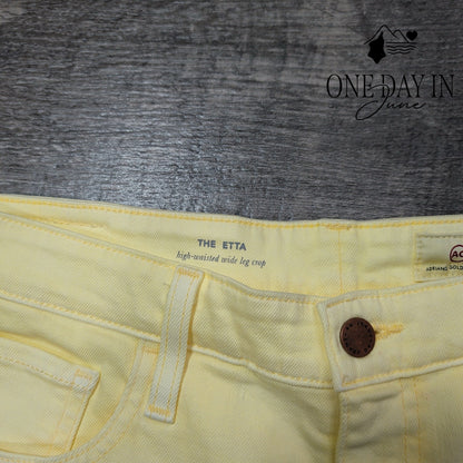AG Adriano Goldschmied The Etta Wide Leg Crop Jeans Yellow NWT Size 4 (27)