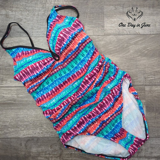 Coastal Blue Sweetheart Top Tummy Control One Piece Swimsuit Size XL