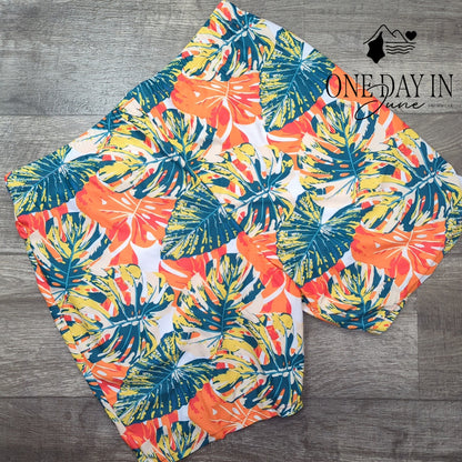 PatPat Tropical Leaf Print Swim Trunks Boardshorts Multicolor Size 2XL