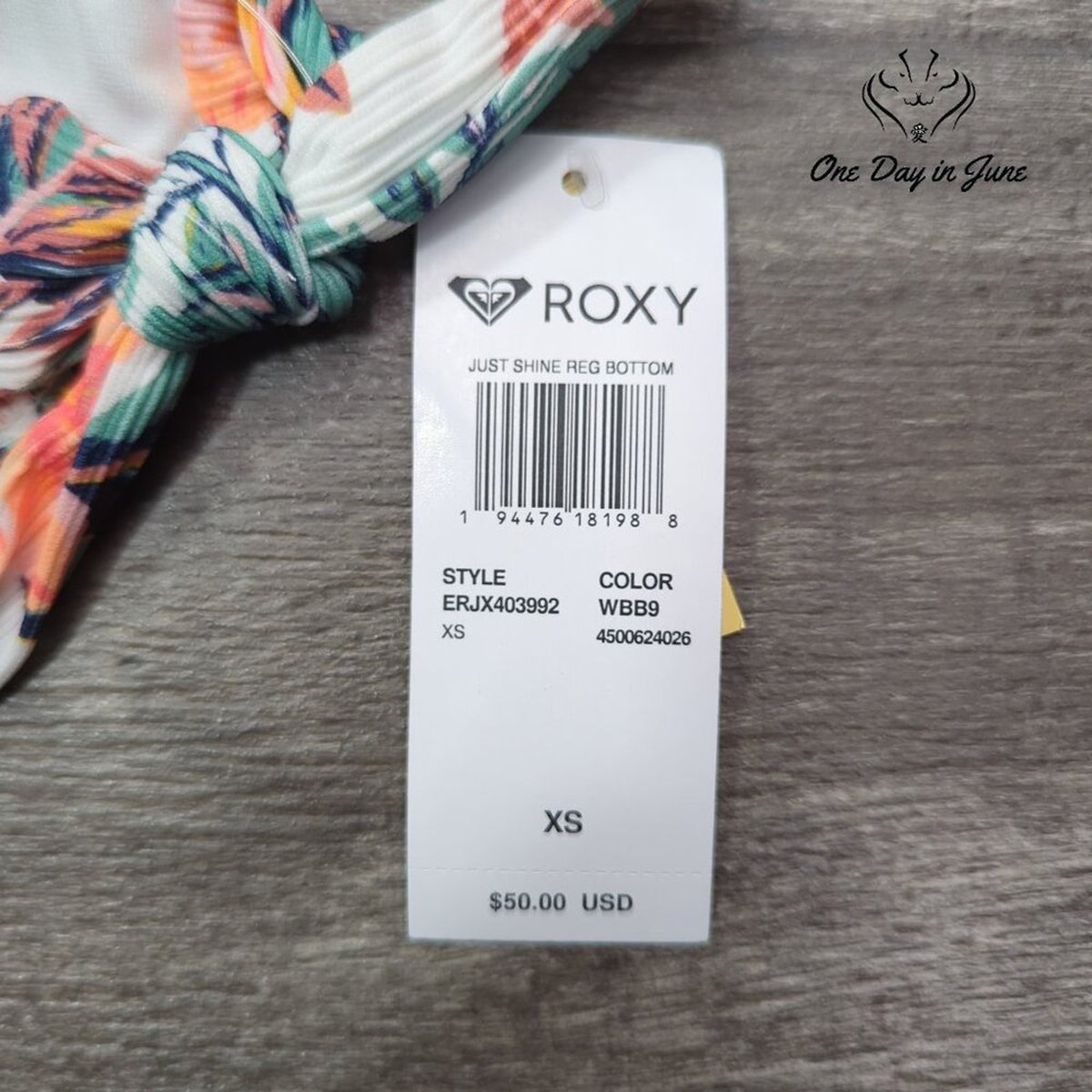 Roxy Just Shine Bikini Bottom Floral Side Tie Swim NWT $50 Size XS